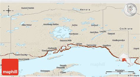 Shaded Relief Panoramic Map of Thunder Bay