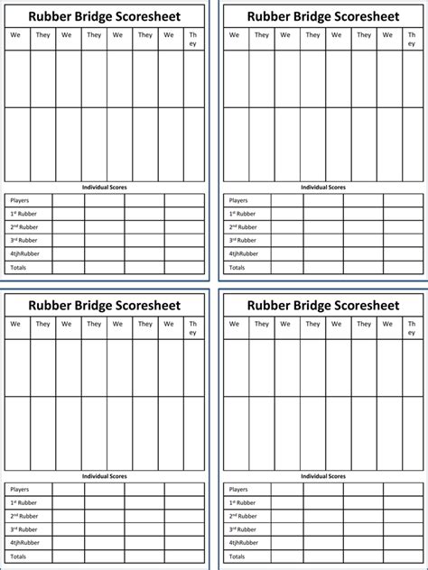 Bridge Score Sheet - Template Free Download | Speedy Template