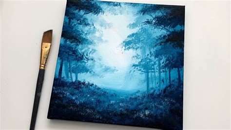 Acrylic Painting For Beginners Easy | Simple Forest Acrylic Painting on ...