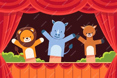 Premium Vector | Illustrated puppet show for children background