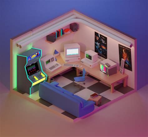 90's Retro Gaming Room | CGTrader