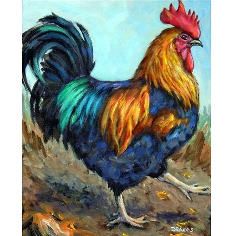 Rooster Art Farm Animal Chicken Print of Painting by Dottie | Etsy