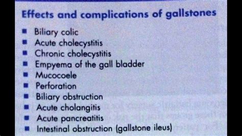 Gallstones -effect and complications/differential diagnosis of acute ...