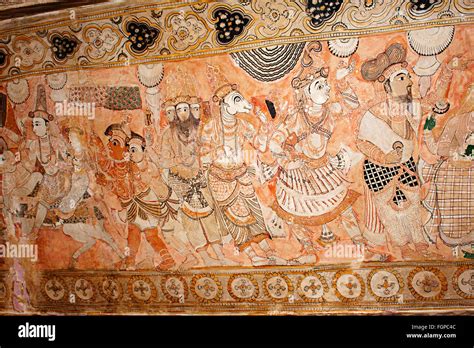 Mural depicting King Muchukunda. Monkey-faced legendary Chola king ...