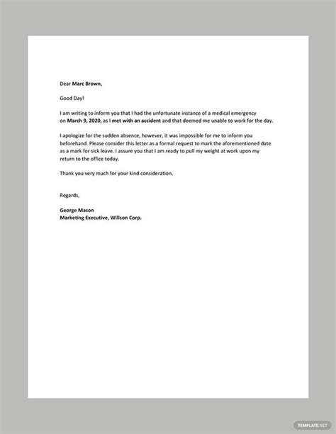 Medical Leave Letter in Word, Google Docs, PDF - Download | Template.net