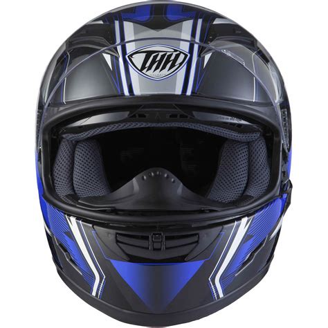 THH TS-80 #6 Black Blue Motorcycle Full Face Helmet Tinted Visor Kit Scooter | eBay