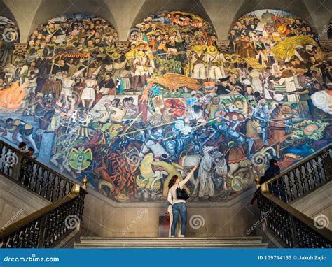 Painting of Diego Rivera in National Palace in Mexico City, Historical ...