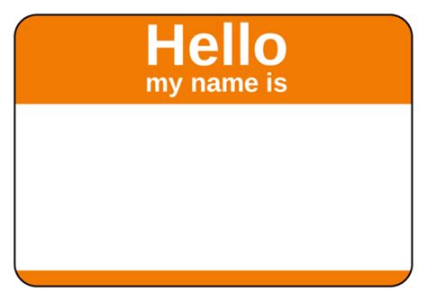 Standard orange corporate name tag template | Graffiti words, Name tag templates, Name tags