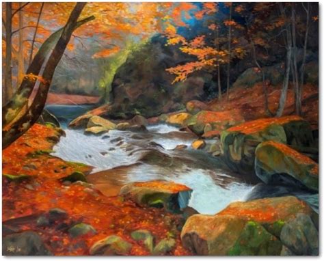 Autumn River | Painting, Autumn art print, River painting