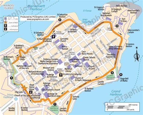 Valletta ramparts walk map, Malta, produced by PCGraphics. See more of our maps on our website ...