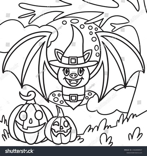 Vampire Bat Halloween Coloring Page Kids Stock Vector (Royalty Free ...