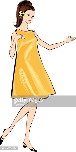 Vintage Woman In 1960s Fashion Style Stock Clipart | Royalty-Free ...