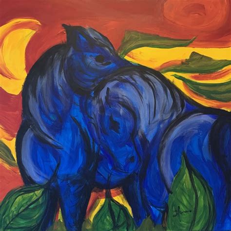 My Blue Horses | Blue horse, Painting, Art