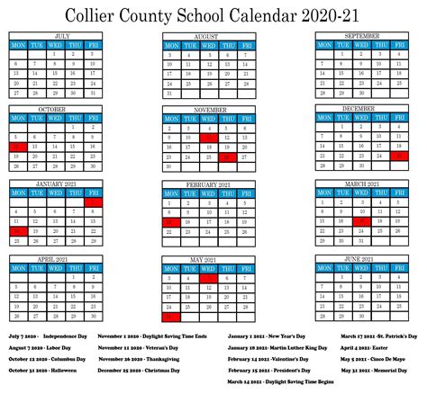 2020 Collier County Public School Calendar