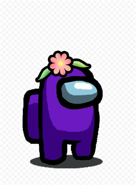 HD Purple Among Us Character With Flower Hat PNG | Citypng