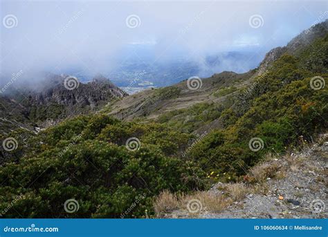 A View from the Top of Baru Volcano, Panama To the Valley with White Fog in the Distance Stock ...