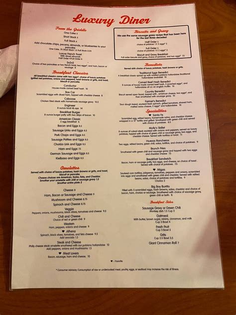 Menu at Luxury Diner cafe, Cheyenne, W Lincolnway