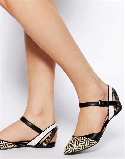 Lyst - Aldo Black Flat Pointed Ankle Strap Shoes in Black