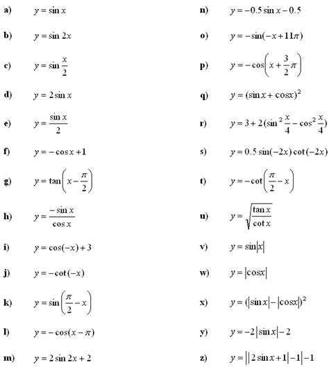 Math Exercises & Math Problems: Trigonometric Functions