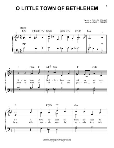 O Little Town Of Bethlehem | Sheet Music Direct