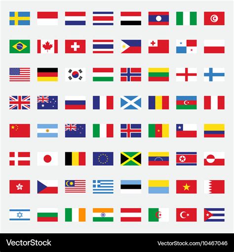 Set of rectangle flags flat design Royalty Free Vector Image