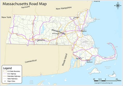 Massachusetts Road Map - Check road network of State Routes, US ...