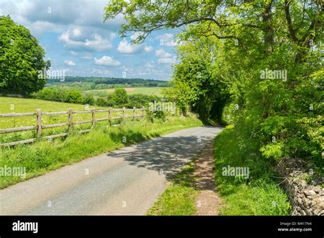 Cotswold countryside views, fields, landscape, near Lower, Slaughter, England; UK Stock Photo ...