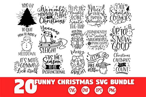 20 Funny Christmas Sayings Svg Bundle Christmas Quotes Svg - Etsy