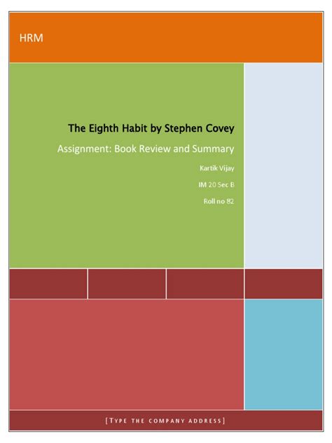 Assignment: Book Review and Summary: The Eighth Habit by Stephen Covey | PDF | Trust (Emotion ...