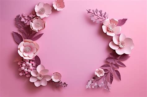 Premium AI Image | Pink paper flowers on a pink background