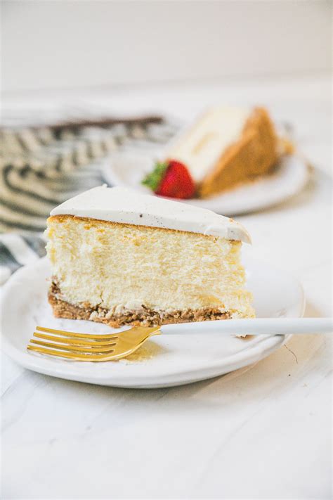 Vanilla Cheesecake with Sour Cream Topping - Never Not Hungry