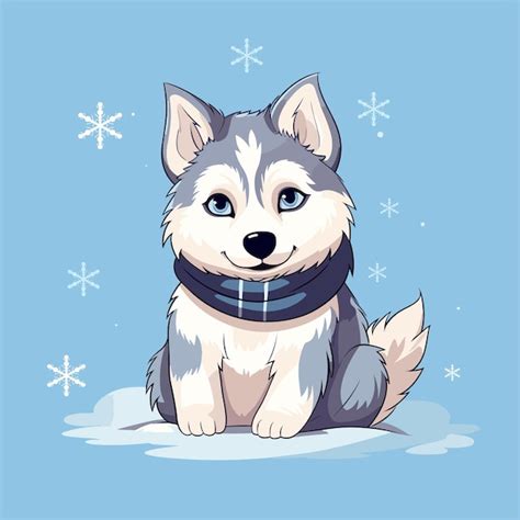 Premium Vector | Cute furry siberian husky in the snow