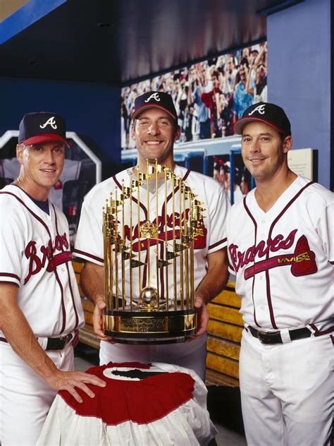 The Big Three with the 1995 World Series Trophy : r/Braves