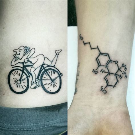 Great simple tattoos, a Hoffmann LSD logo,plus THC Marijuana formula ...