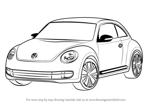 Learn How to Draw Volkswagen Beetle (Cars) Step by Step : Drawing Tutorials