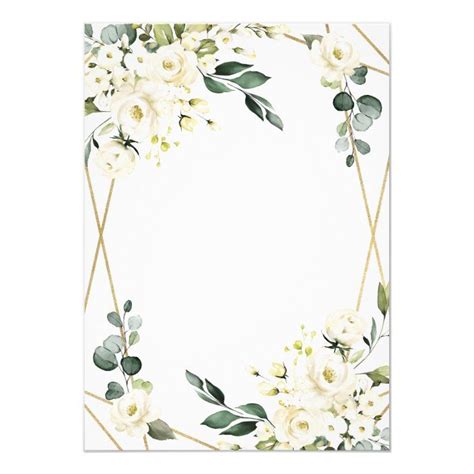 Elegant Gold Geometric Floral Greenery Wedding Invitation | Zazzle.com ...