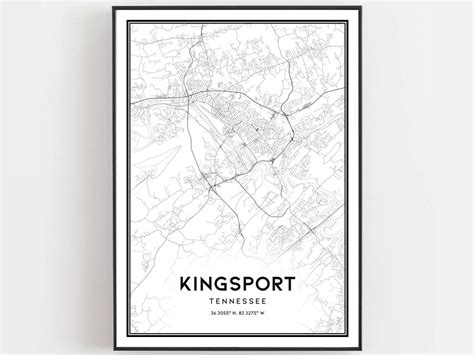 Kingsport Map Print, Kingsport Map Poster Wall Art, Tn City Map ...