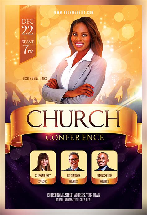 black church flyers - Google Search | Conference poster template, Psd ...