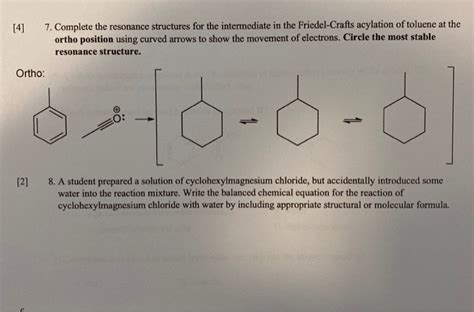 Solved [4] 7. Complete the resonance structures for the | Chegg.com