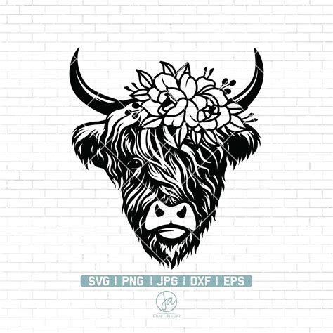 Highland Cow Svg Cow With Flower Crown SVG Highland Heifer - Etsy Australia