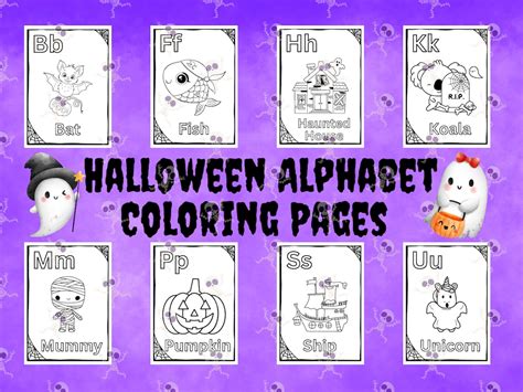 Digital Halloween Alphabet ABC Coloring Pages Preschool - Etsy