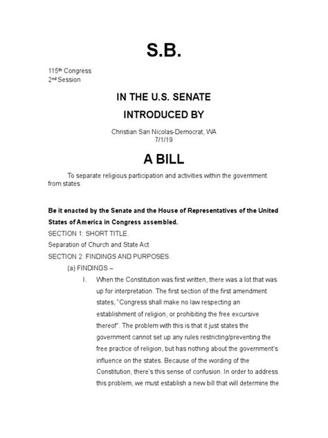 Senate Bill Template (1).pdf | First Amendment To The United States ...