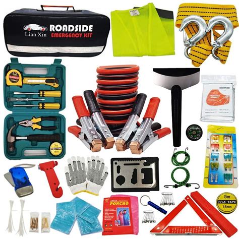 Roadside Assistance Emergency Kit - Multipurpose Emergency Pack Car Premium Road Kit Essentials ...