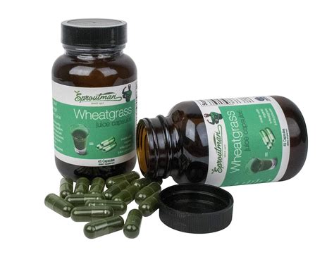 Organic Wheatgrass Juice Powder Capsules by Sproutman - 100% Pure Wheatgrass- Boosts Metabolism ...