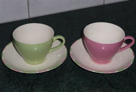 Green and Pink Kelston Ware saucers