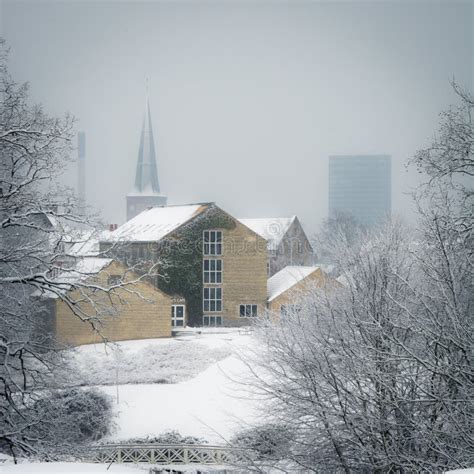 Aarhus in Winter - Park with Snow, Denmark Editorial Image - Image of decorative, stone: 111781270