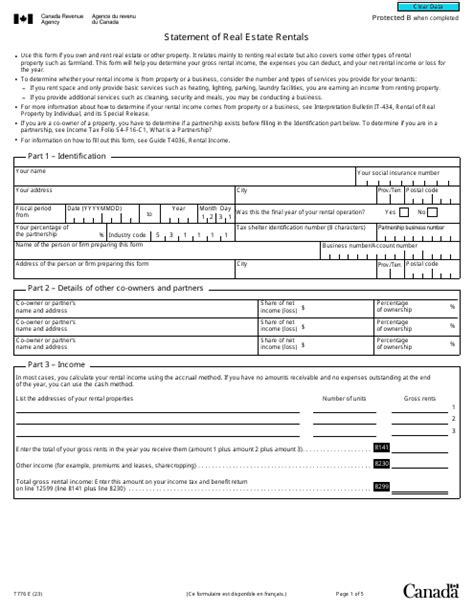 Form T776 Download Fillable PDF or Fill Online Statement of Real Estate Rentals, Canada ...