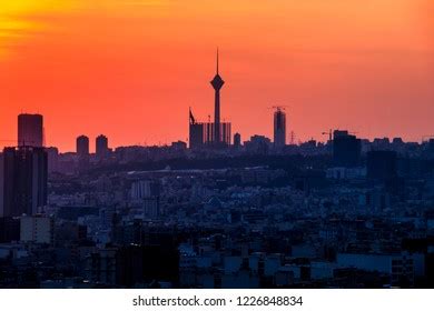 Beautiful Skyline Tehranirantehran Cityscape Sunset Stock Photo ...