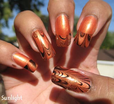 My Simple Little Pleasures: NOTD: Halloween Orange & Black French Tip Water Marble + Tutorial