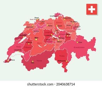 Vector Image Switzerland Regions Map Stock Vector (Royalty Free ...